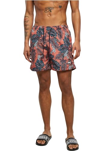 Urban Classics Herren Pattern Swim Shorts Badehose, Dark Tropical AOP, XXL von Urban Classics