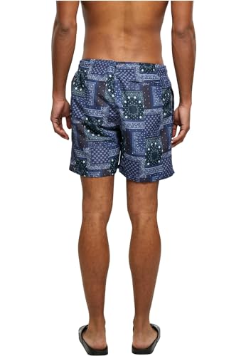 Urban Classics Herren Pattern Swim Shorts Badehose, Navy Bandana AOP, S von Urban Classics