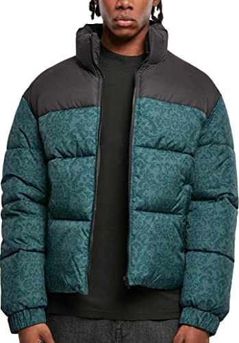 Urban Classics Men's TB5540-AOP Retro Puffer Jacket Jacke, Bottlegreen damast AOP, 3XL von Urban Classics