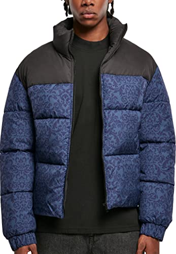 Urban Classics Men's TB5540-AOP Retro Puffer Jacket Jacke, darkblue damast AOP, L von Urban Classics