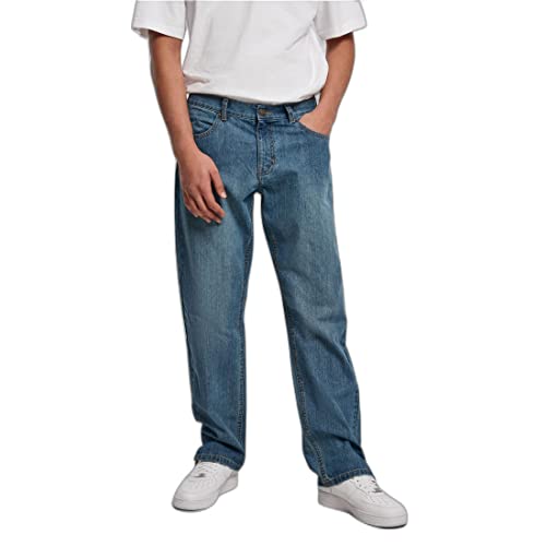 Urban Classics Men's TB5529-Straight Slit Jeans Pants, middeepblue, 30 von Urban Classics