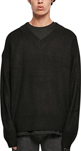 Urban Classics Men's TB5548-V-Neck Sweater Sweatshirt, Black, S von Urban Classics