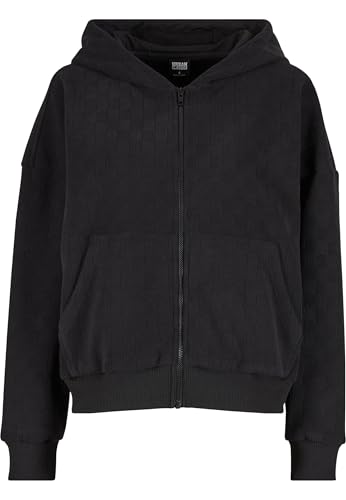 Urban Classics Ladies Jacquard Velvet Oversized Zip Hoody L Black von Urban Classics
