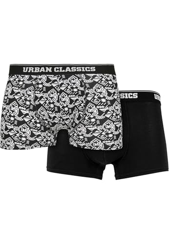 Urban Classics Organic Boxer Shorts 2-Pack Detail AOP+Black XL von Urban Classics