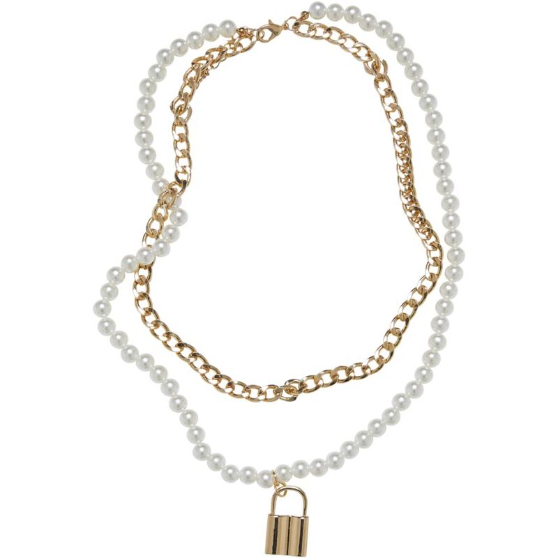 Urban Classics Padlock Pearl Layering Necklace Halskette goldfarben von Urban Classics