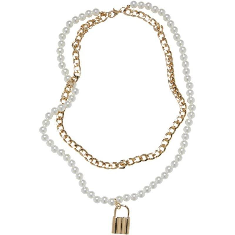 Urban Classics Padlock Pearl Layering Necklace Halskette goldfarben von Urban Classics