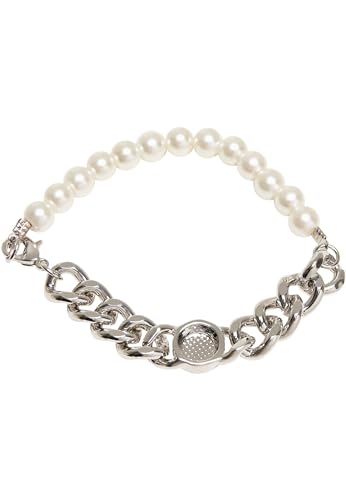 Urban Classics Pearl Flat Chain Bracelet, silver, L/XL von Urban Classics