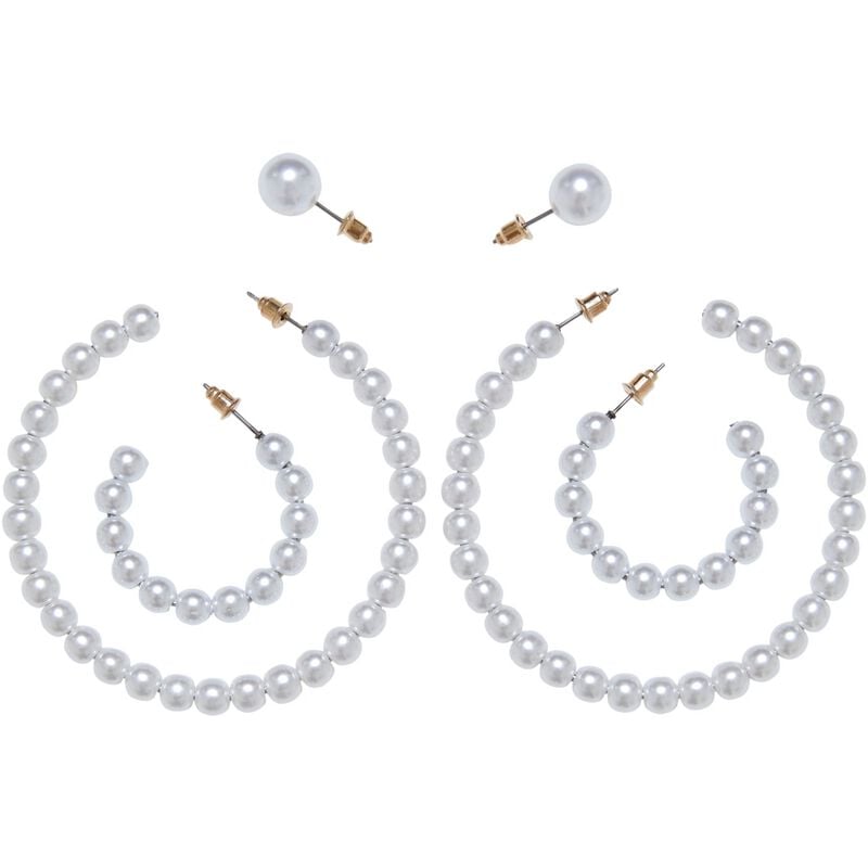 Urban Classics Pearl Hoop Earring 3-Pack Ohrring weiß goldfarben Urban Classics Pearl Hoop Earring 3-Pack Ohrring weiß goldfarben von Urban Classics