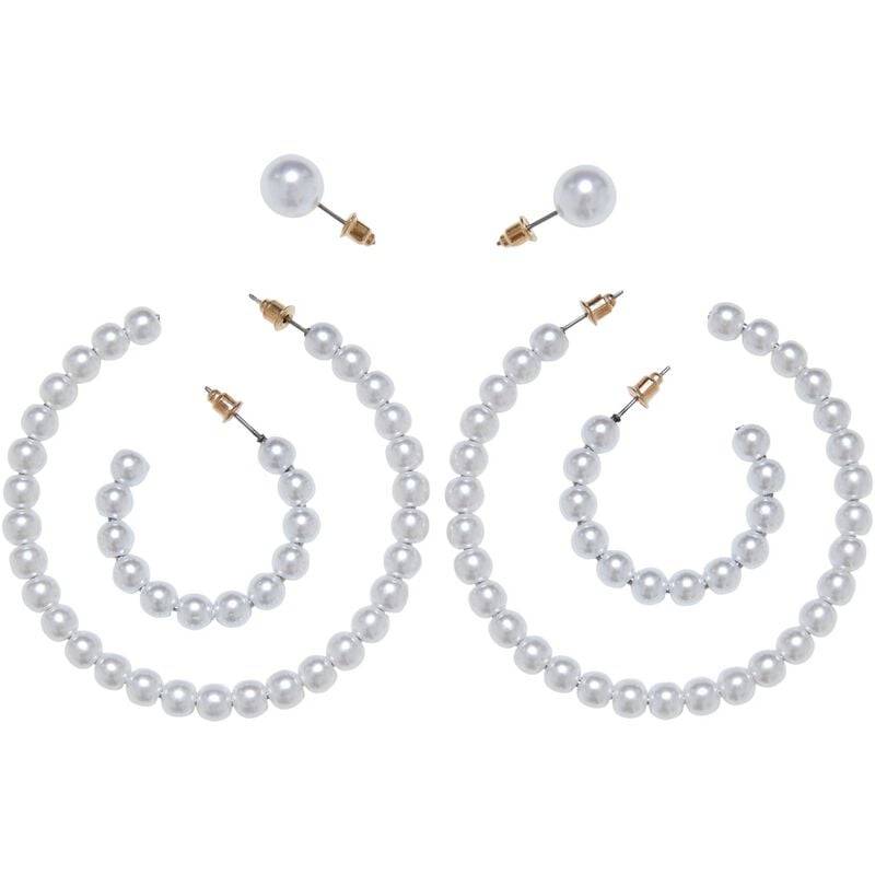 Urban Classics Pearl Hoop Earring 3-Pack Ohrring weiß goldfarben von Urban Classics