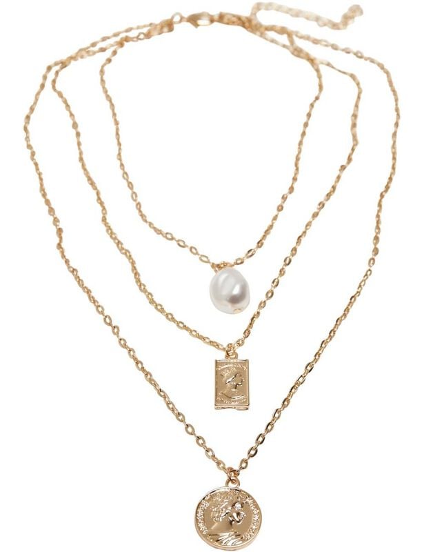 Urban Classics Pearl Layering Necklace Halskette goldfarben von Urban Classics