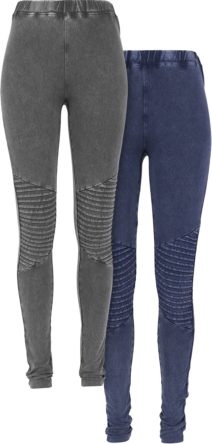 Urban Classics Pre-Pack Ladies Denim Jersey Leggings 2-Pack Leggings grau blau in XS von Urban Classics