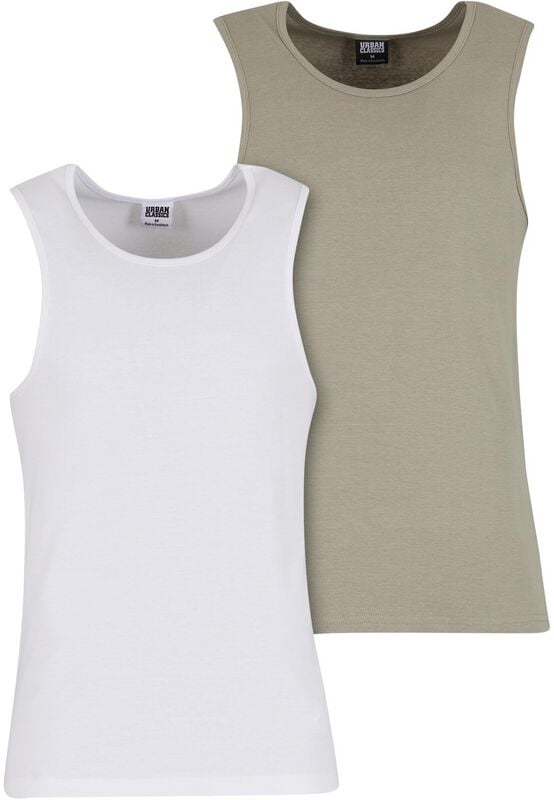 Urban Classics Ribbed Undershirt 2-Pack Tank-Top oliv weiß in XXL von Urban Classics