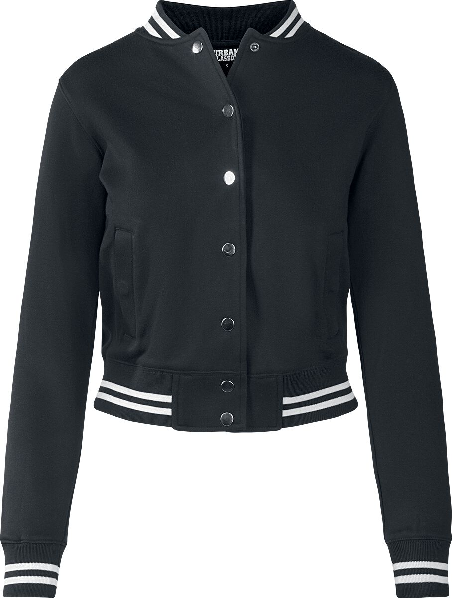 Urban Classics - Rockabilly Collegejacke - Ladies College Sweat Jacket - XS bis 5XL - für Damen - Größe S - schwarz/weiß von Urban Classics