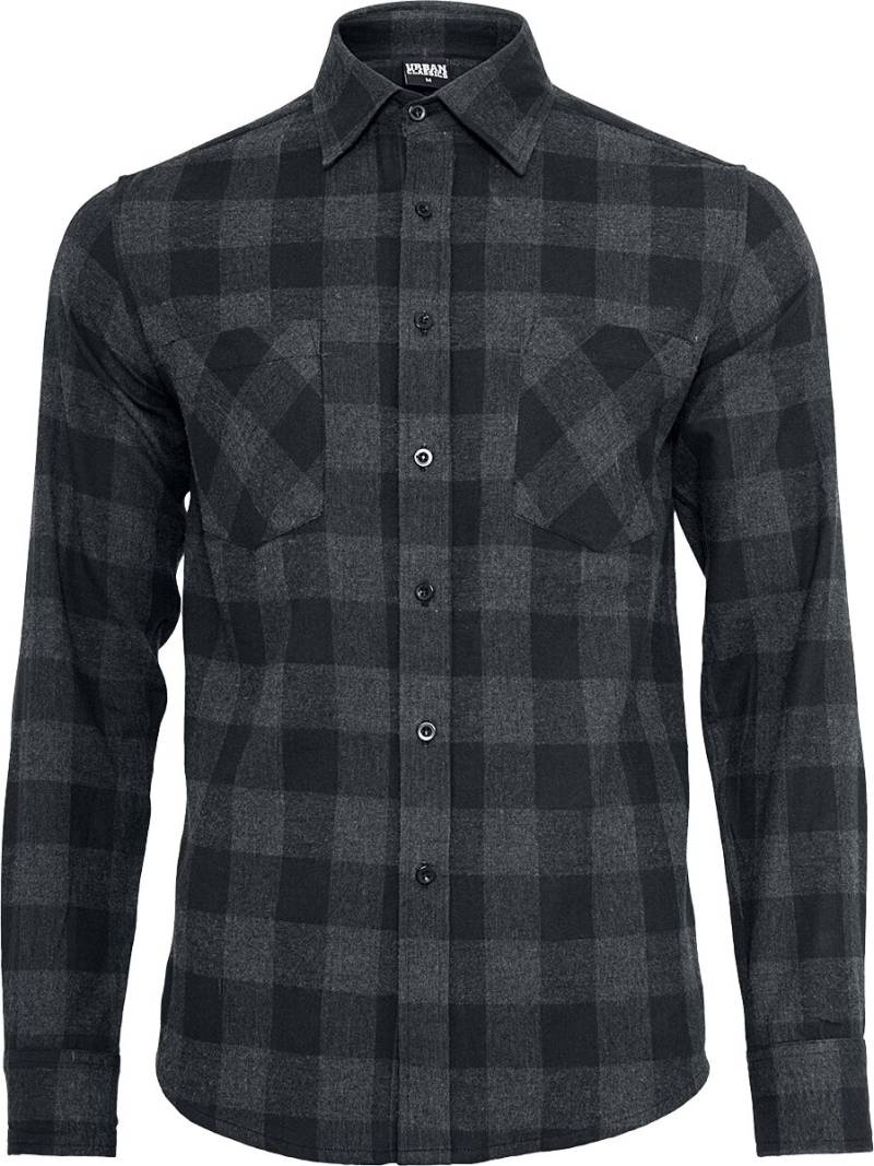Urban Classics - Rockabilly Langarmhemd - Checked Flanell Shirt - S bis 5XL - für Männer - Größe XXL - schwarz/grau von Urban Classics