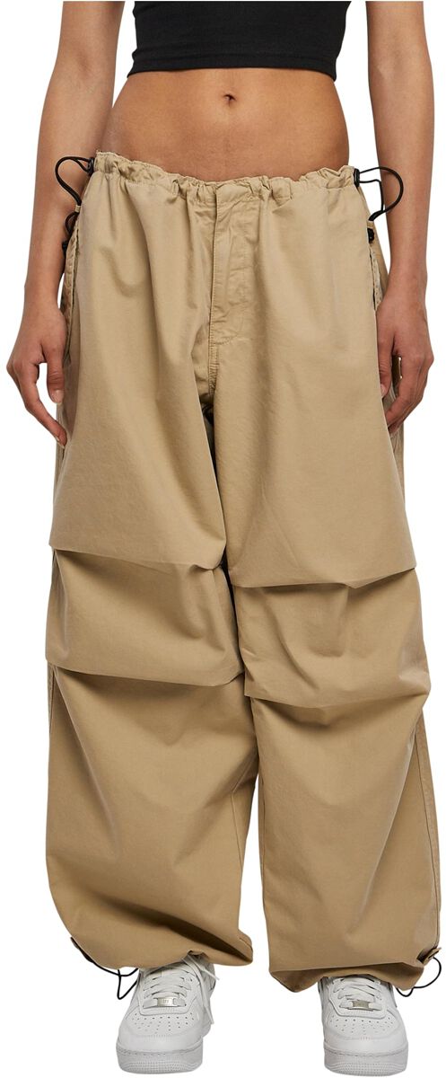 Urban Classics Stoffhose - Ladies Cotton Parachute Pants - S bis XL - für Damen - Größe M - sand von Urban Classics