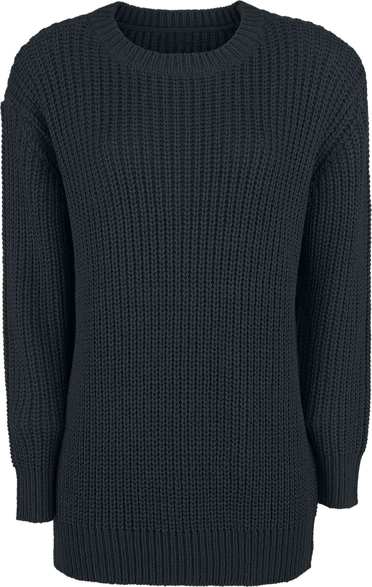 Urban Classics Strickpullover - Ladies Basic Crew Sweater - XS bis XL - für Damen - Größe M - schwarz von Urban Classics