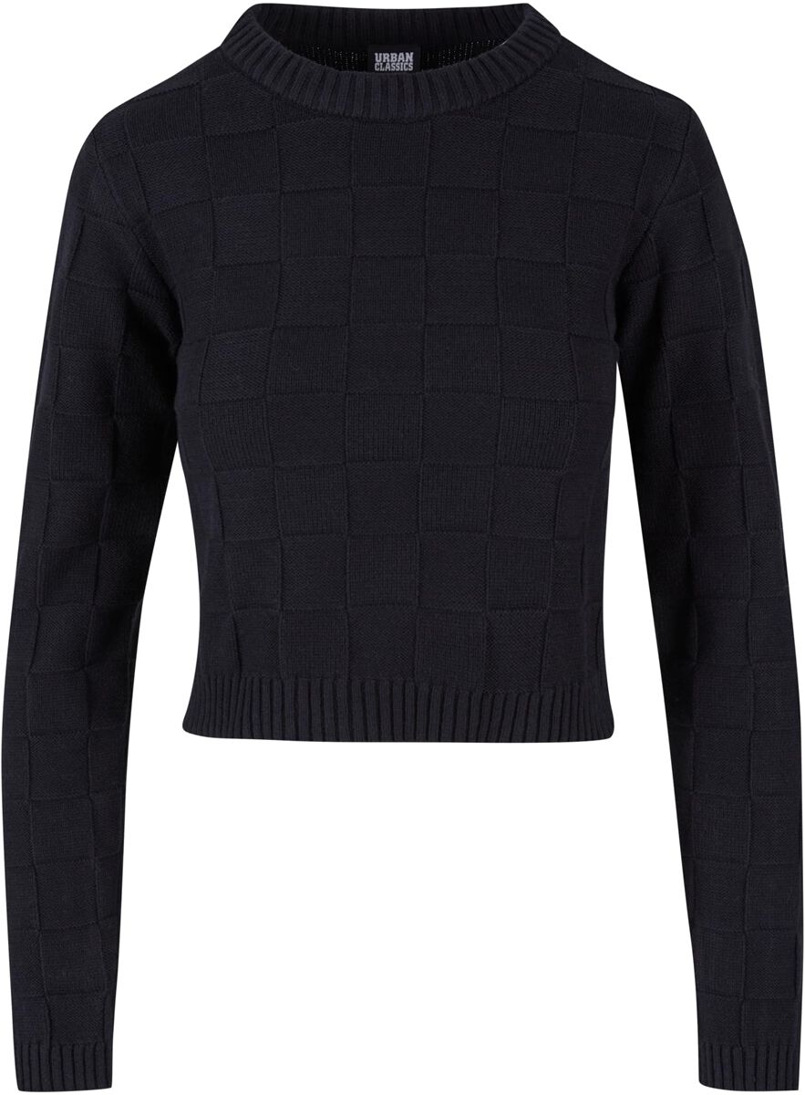 Urban Classics Strickpullover - Ladies Check Knit Sweater - S bis XL - für Damen - Größe L - schwarz von Urban Classics