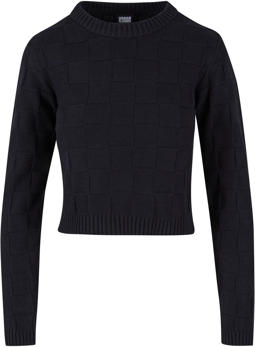 Urban Classics Strickpullover - Ladies Check Knit Sweater - S bis XL - für Damen - Größe S - schwarz von Urban Classics