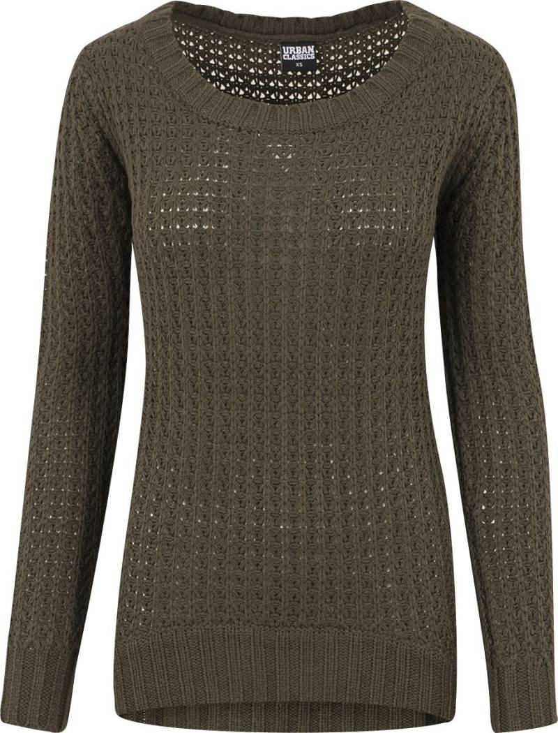 Urban Classics Strickpullover - Ladies Long Wideneck Sweater - XS bis M - für Damen - Größe S - oliv von Urban Classics