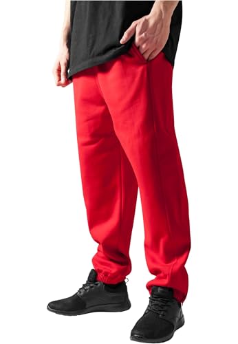 Urban Classics Herren Trainingshose Sweatpants, Jogginghose für Männer, Straight Leg, Reißverschlüsse an den Beinabschlüssen, M, red von Urban Classics