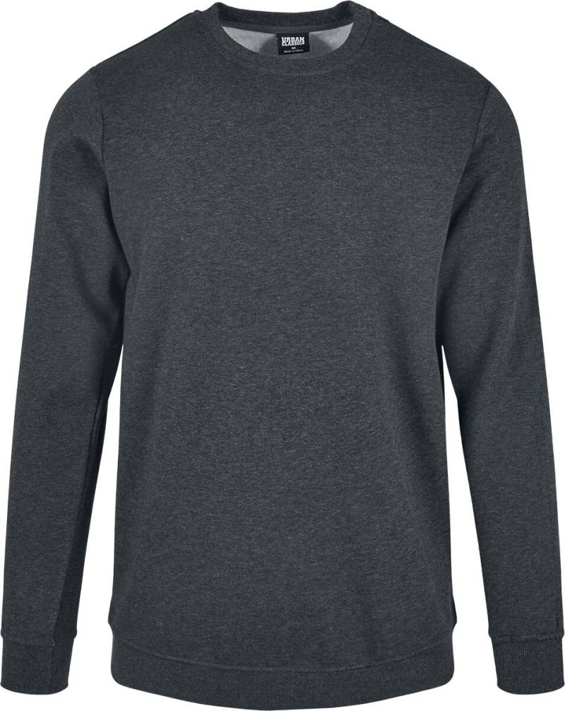 Urban Classics Sweatshirt - Basic Terry Crew - S bis 5XL - für Männer - Größe XXL - dunkelgrau meliert von Urban Classics