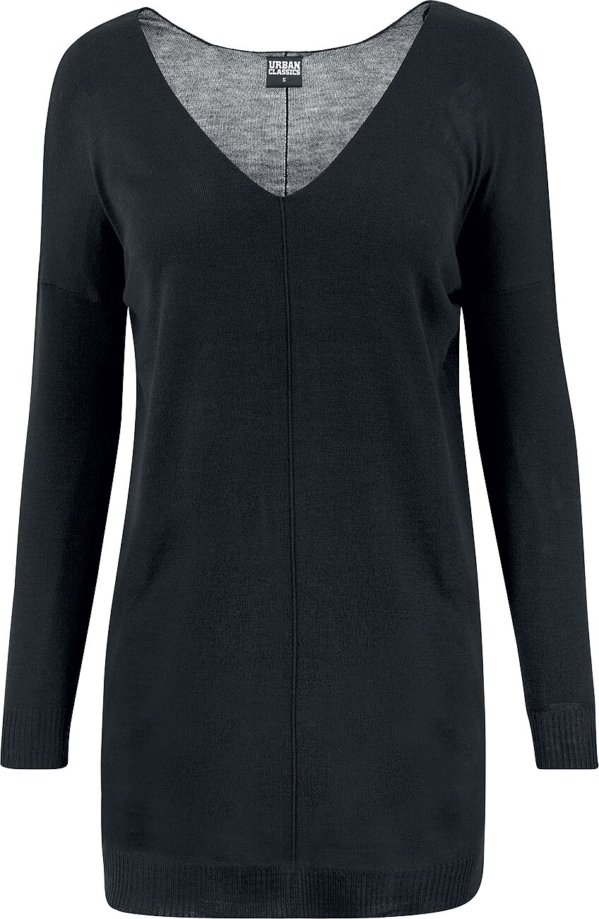 Urban Classics Sweatshirt - Ladies Fine Knit Oversize V-Neck Sweater - XS bis 4XL - für Damen - Größe L - schwarz von Urban Classics