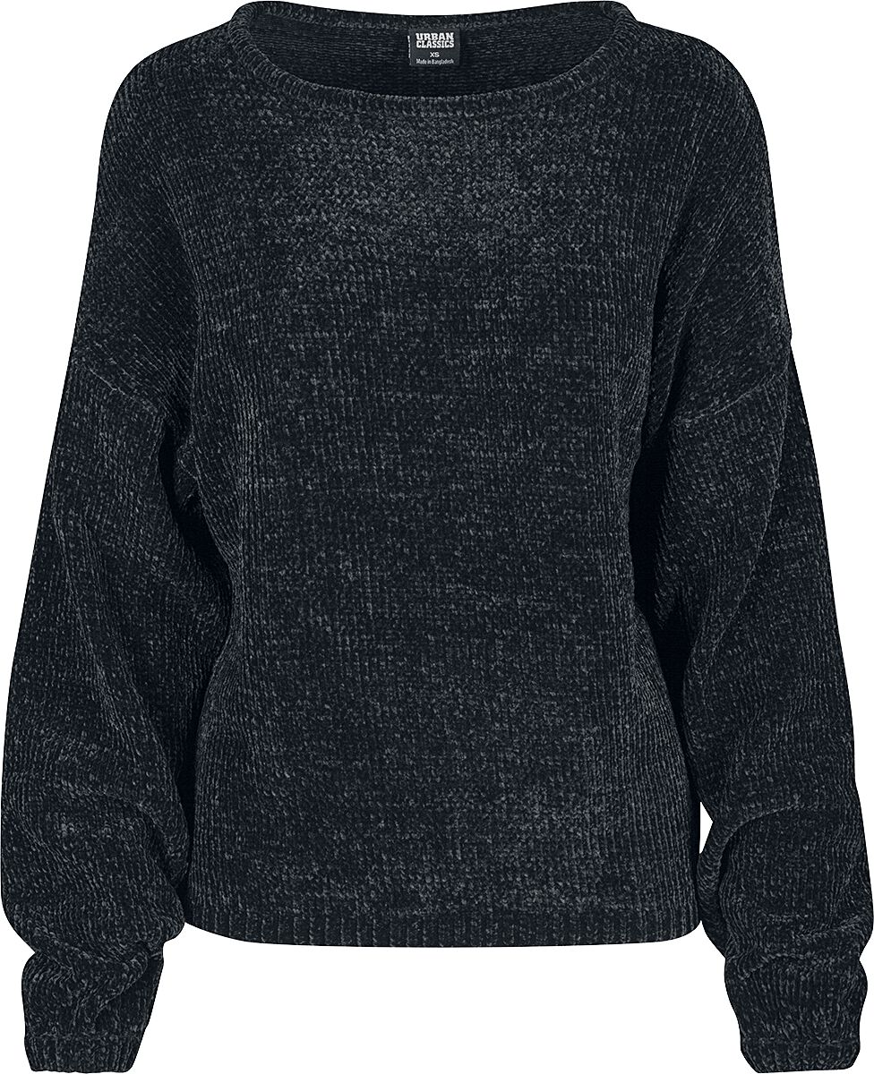 Urban Classics Sweatshirt - Ladies Oversize Chenille Sweater - XS bis L - für Damen - Größe L - schwarz von Urban Classics