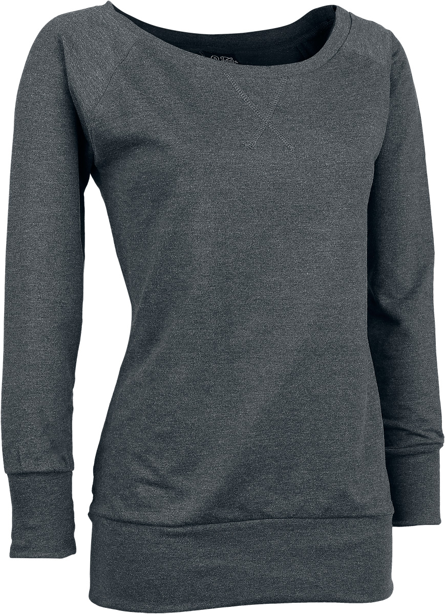 Urban Classics Sweatshirt - Ladies Wideneck Crewneck - S bis 3XL - für Damen - Größe M - charcoal von Urban Classics