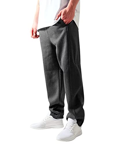 Urban Classics Herren Jogginghose Kordelzug Jogger Sporthose mit elastischem Bund Trainingshose mit elastischem Reißverschluss an, Grau (Anthrazit), S von Urban Classics