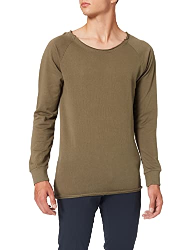 Urban Classics TB1012 Herren Sweatshirt Long Open Edge Terry Crewneck Grün (Olive 176), Small, S von Urban Classics