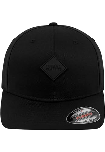 Urban Classics TB1029 Unisex Baseball Leatherpatch Flexfit Cap Schwarz (Blk/Blk 17), One size (Herstellergröße: S/M) von Urban Classics