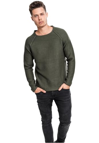 Urban Classics TB1425 Herren Sweatshirt Raglan Wideneck Sweater Grün (Olive 176), Small von Urban Classics