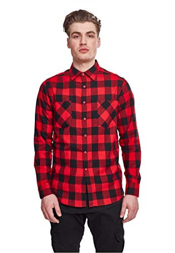 Urban Classics Herren Checked Flanell Shirt TB297, Mehrfarbig (Blk/Red), L EU von Urban Classics