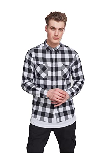 Urban Classics Herren Checked Flanell Shirt TB297, Mehrfarbig (Blk/Wht), L EU von Urban Classics