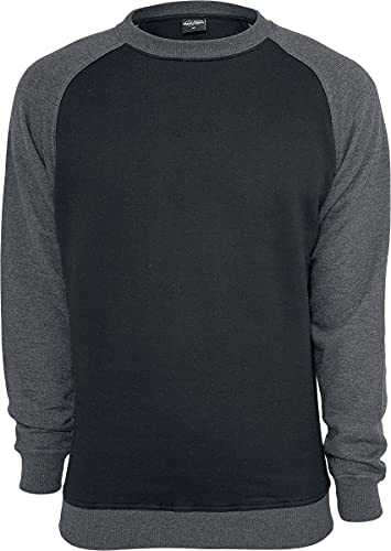 Urban Classics TB546, Herren 2-Tone Raglan Crewneck, Mehrfarbig (Blk/Cha 445), Small von Urban Classics