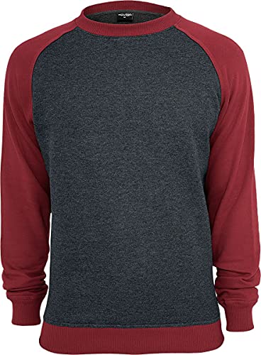 Urban Classics TB546, Herren 2-Tone Raglan Crewneck, Mehrfarbig (Charcoal/Rby 444), XX-Large von Urban Classics