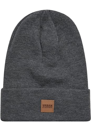 Urban Classics Unisex Leatherpatch Long Beanie Strickm tze, Charcoal, Einheitsgröße EU von Urban Classics