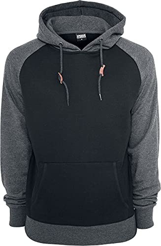 Urban Classics TB666 Herren Regular Fit Kapuzenpullover Raglan Contrast Hoody, Mehrfarbig (Blk/Cha 445), XX-Large von Urban Classics