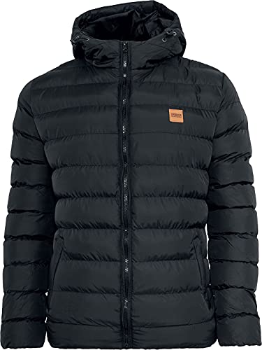 Urban Classics Jacke Herren Urban s TB863 Herren Basic Bubble - Daunenjacke gefütterte, leichte Steppjacke für Männer mit Kapuze und Logo-Patch - Farbe blkblkblk, Größe XXL von Urban Classics