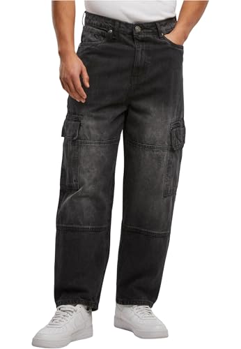 Urban Classics Tapered Heavy Ounce Baggy Cargo Jeans Black Washed, 31 von Urban Classics