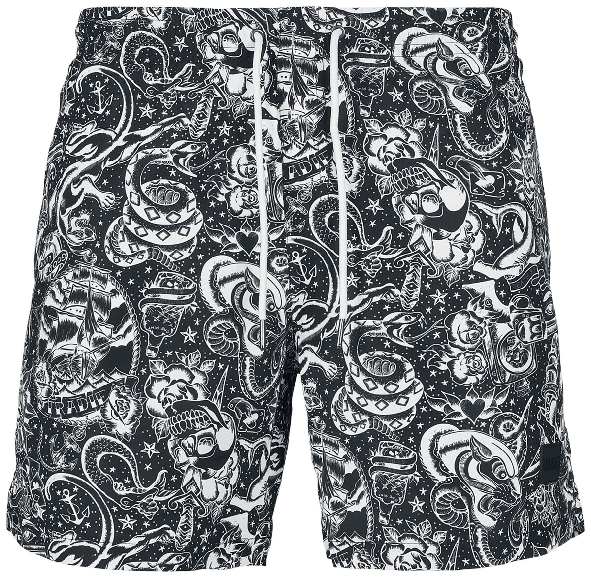 Urban Classics Tattoo AOP Swim Shorts Badeshort schwarz in S von Urban Classics