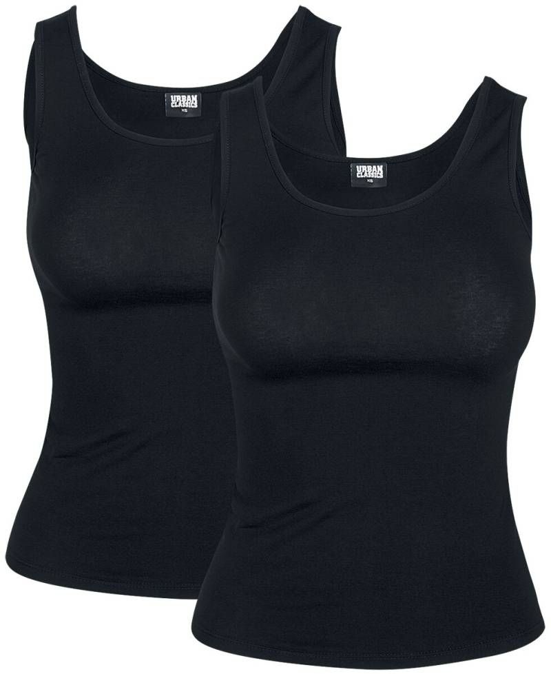 Urban Classics Top - Ladies 2-Pack Basic Stretch Top - XS bis 5XL - für Damen - Größe XS - schwarz von Urban Classics