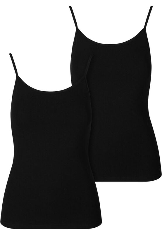Urban Classics Top - Ladies Basic Tank Top Cotton 2-Pack - XS bis XL - für Damen - Größe XS - schwarz von Urban Classics