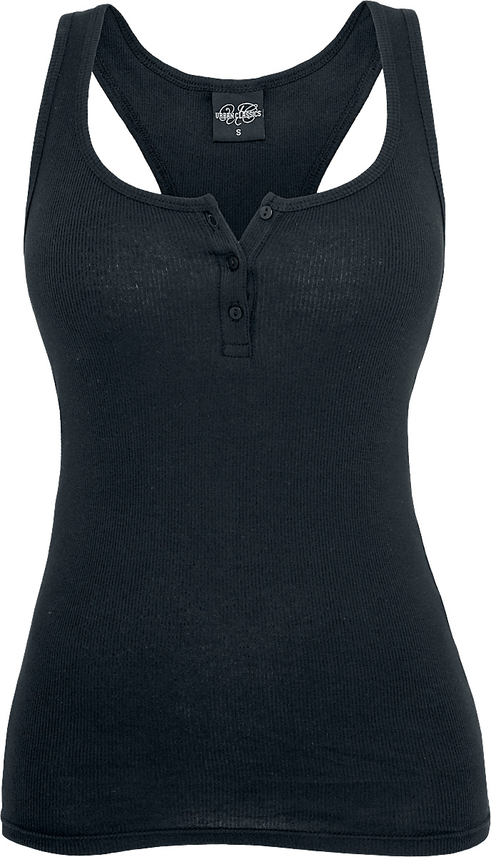 Urban Classics Top - Ladies Button Tanktop - XS bis 5XL - für Damen - Größe XS - schwarz von Urban Classics