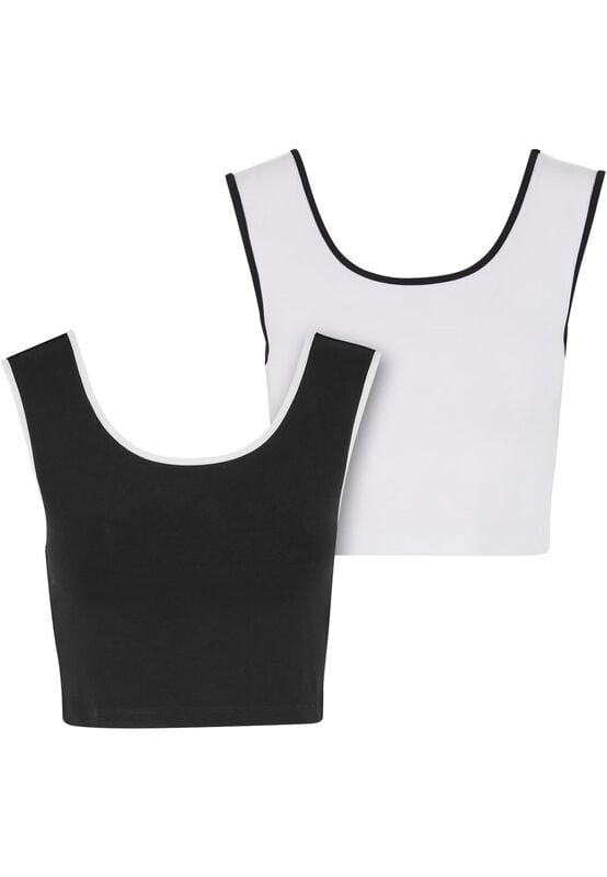 Urban Classics Top - Ladies Contrast Cropped Top (2er Pack) - XS bis XL - für Damen - Größe S - schwarz/weiß von Urban Classics