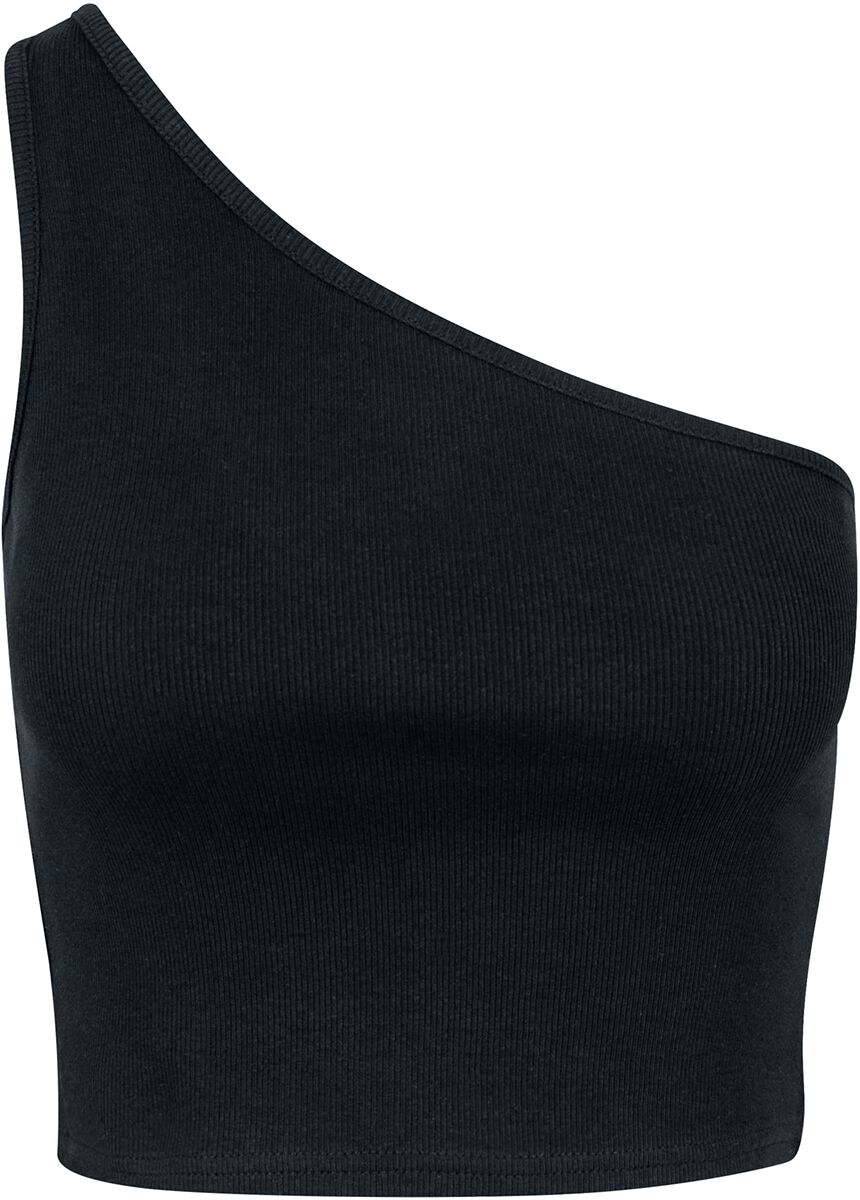 Urban Classics Top - Ladies Cropped Asymmetric Top - XS bis XL - für Damen - Größe XS - schwarz von Urban Classics