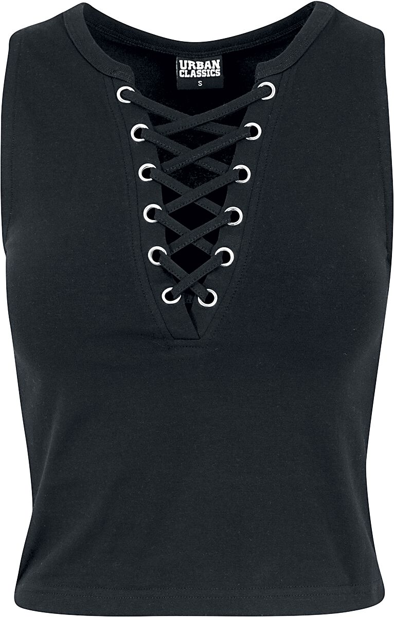 Urban Classics Top - Ladies Lace Up Cropped Top - XS bis XL - für Damen - Größe L - schwarz von Urban Classics