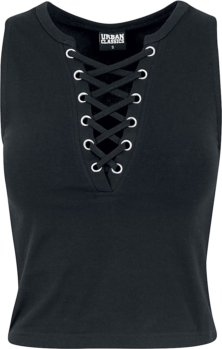 Urban Classics Top - Ladies Lace Up Cropped Top - XS bis XL - für Damen - Größe S - schwarz von Urban Classics