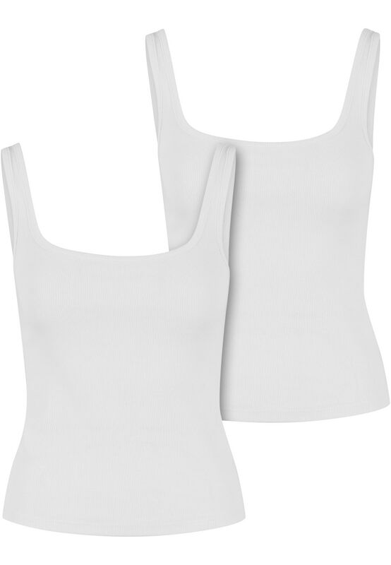 Urban Classics Top - Ladies Wide Neck Rib Top 2-Pack - XS bis XL - für Damen - Größe L - weiß Urban Classics Top - Ladies Wide Neck Rib Top 2-Pack - XS bis XL - für Damen - Größe L - weiß von Urban Classics