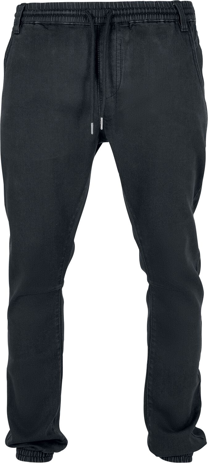 Urban Classics Trainingshose - Knitted Denim Jogpants - M bis 3XL - für Männer - Größe L - schwarz von Urban Classics